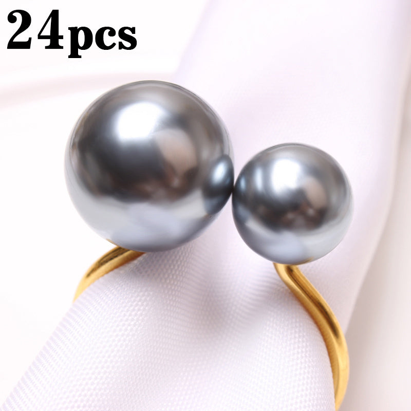 2023 Elegant Pearls Napkin Rings Metal Napkin Holders U-Shaped Napkin Buckle Wedding Gifts Party Christmas Festival Table Decor