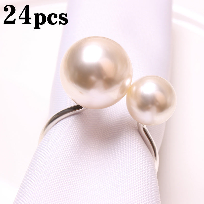 2023 Elegant Pearls Napkin Rings Metal Napkin Holders U-Shaped Napkin Buckle Wedding Gifts Party Christmas Festival Table Decor