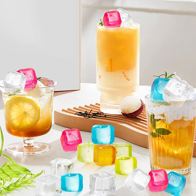 60/90pcs Square/Fruit Shaped Reusable Ice Cubes Plastic Multicolour Ice Cube Picnic Keep Drink Cool Physical Cool Party Bar Tool