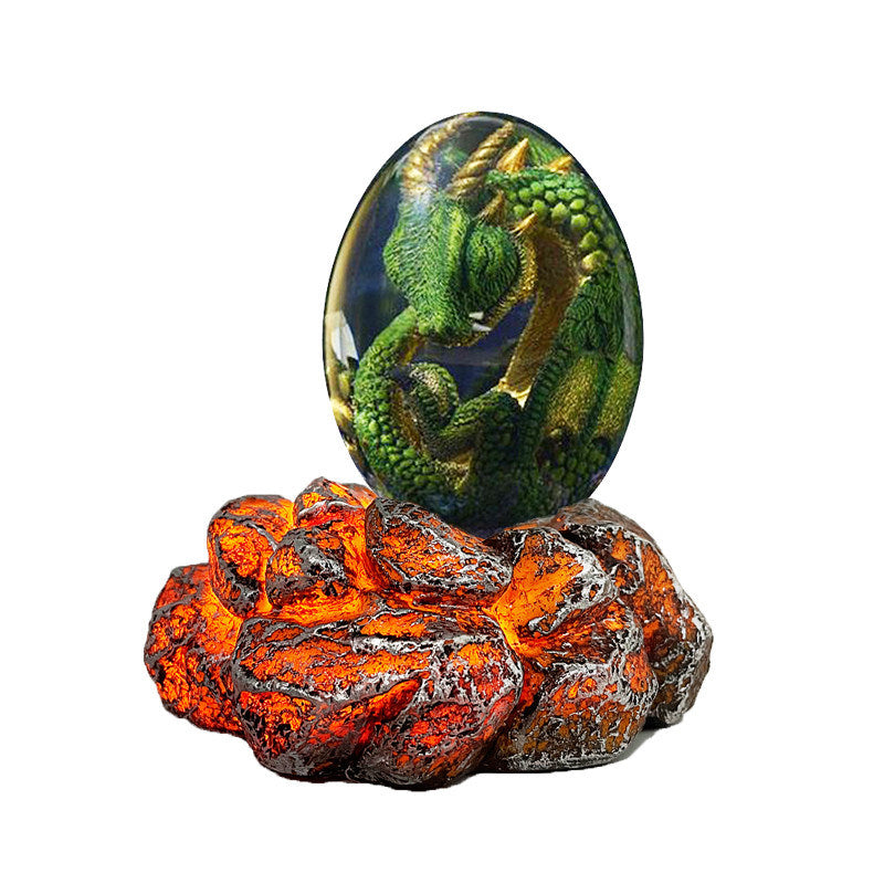 1 Set Lava Dragon Egg Crystal Transparent Resin Statue Luminous Dinosaur Eggs Souvenir Resin Craft Ornamental Home Decor Gifts