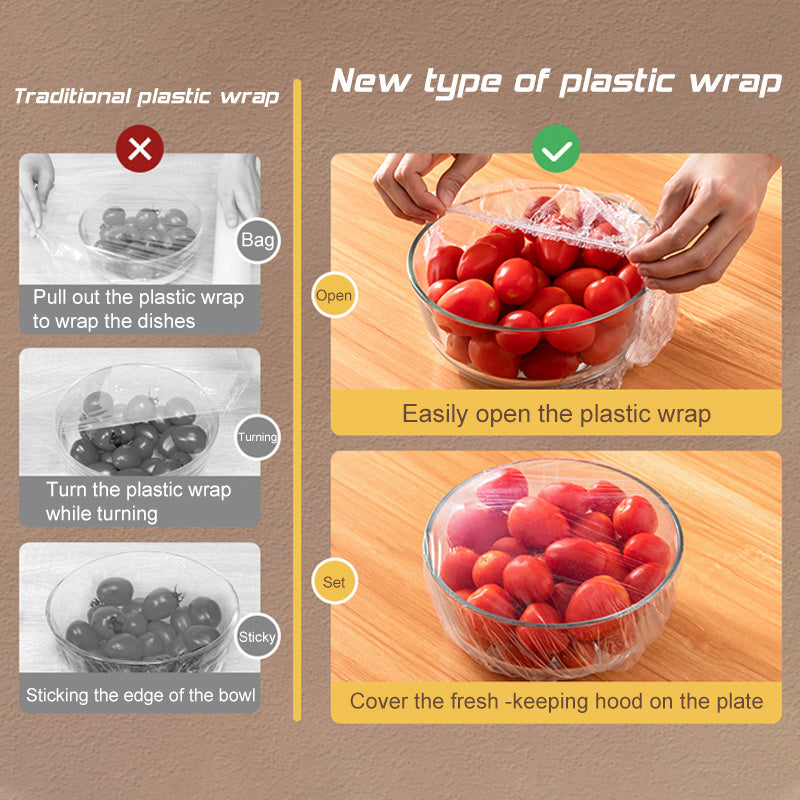 100-300pcs Disposable Food Cover Bag Plastic Wrap Elastic Food Lids Storage Kitchen Organizer Fresh Bag Fruit Bowls Caps Packing