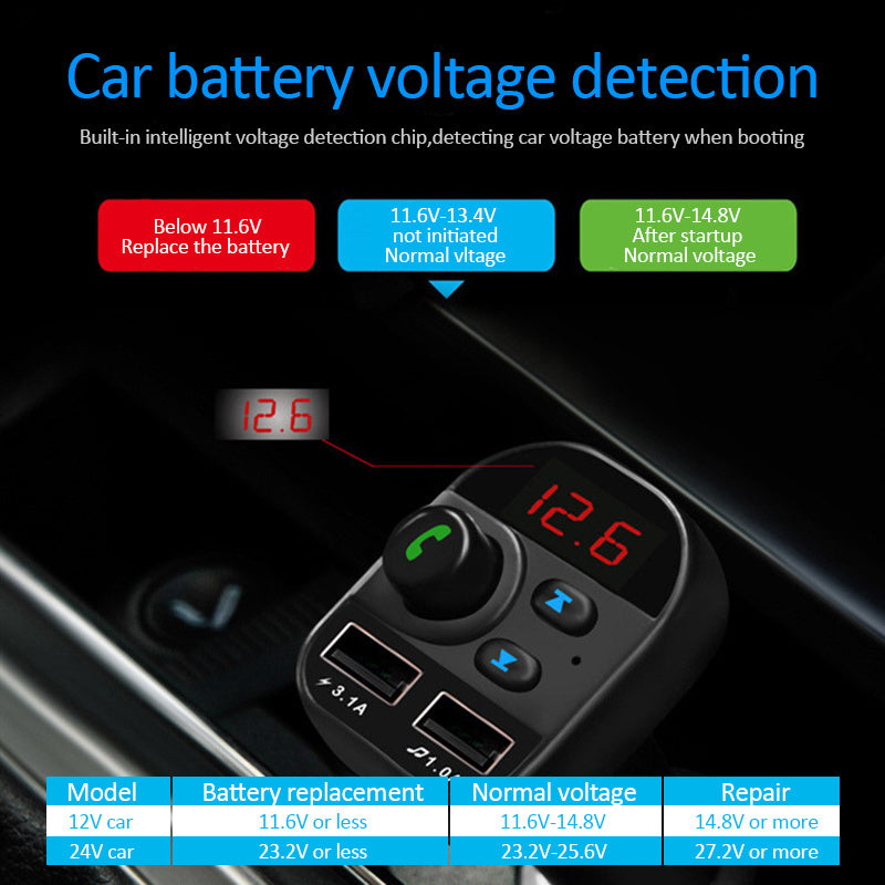 Fm Transmitter Bluetooth 5.1 Car In-Car Wireless MP3 Radio Adapter Car Kit 2USB Charger Car Electronics Accessories For Xiaomi