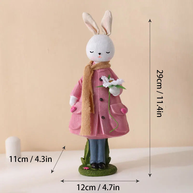 Cute Resin Rabbit Table Ornament Standing Rabbits Bunny Decorations Easter Party Home Garden Wedding Ornament Happy Easter Decor