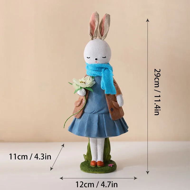 Cute Resin Rabbit Table Ornament Standing Rabbits Bunny Decorations Easter Party Home Garden Wedding Ornament Happy Easter Decor