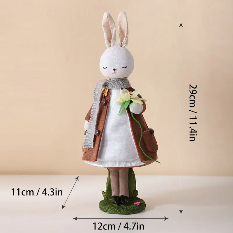 Cute Resin Rabbit Table Ornament Standing Rabbits Bunny Decorations Easter Party Home Garden Wedding Ornament Happy Easter Decor