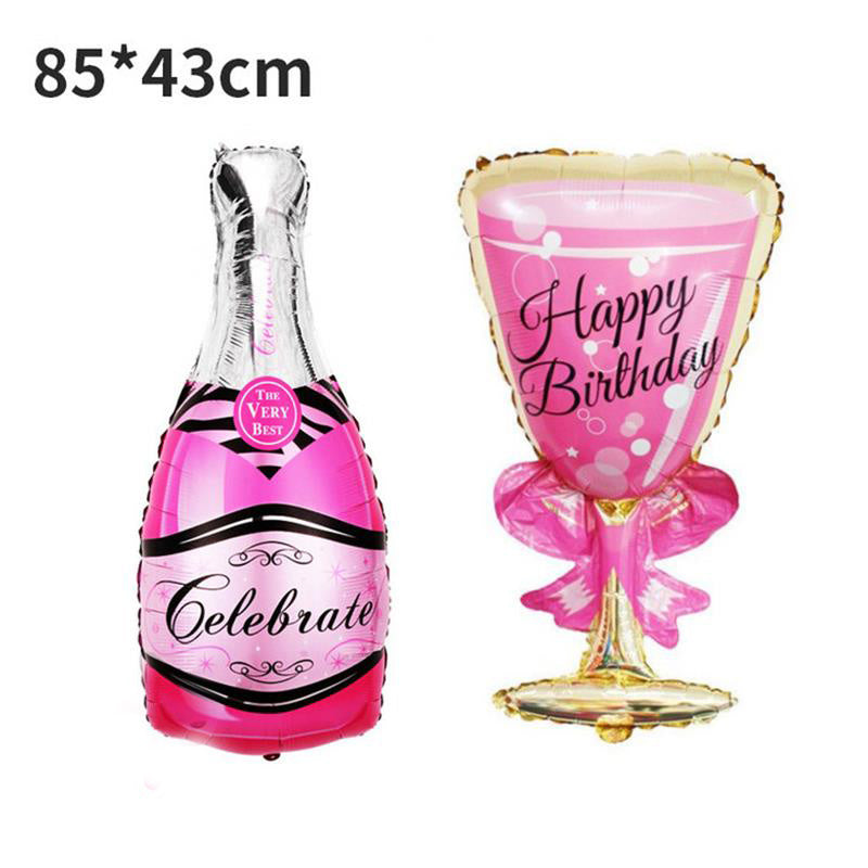 Pink Balloon Champagne Bowknot Wine Cup Wedding Birthday Party Decoration Adult Children Balloon Event Party Supplies