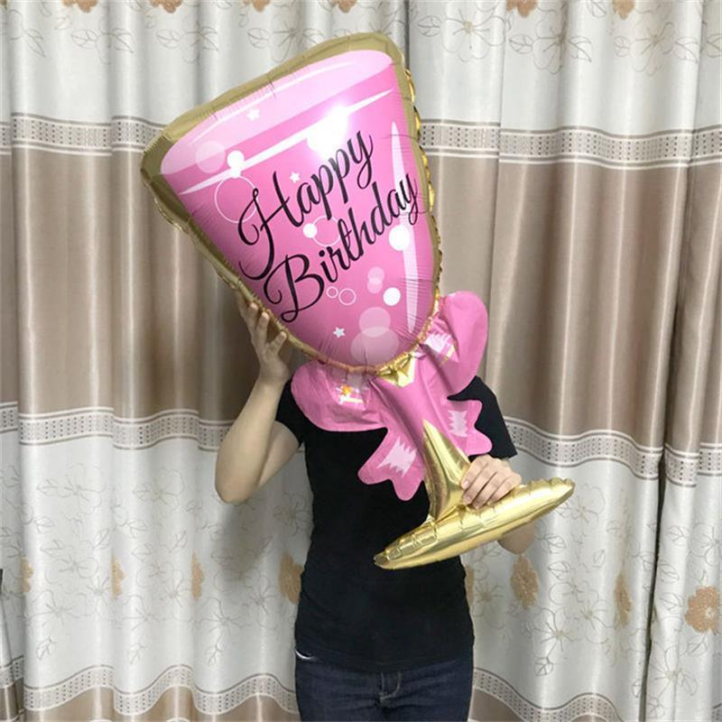 Pink Balloon Champagne Bowknot Wine Cup Wedding Birthday Party Decoration Adult Children Balloon Event Party Supplies